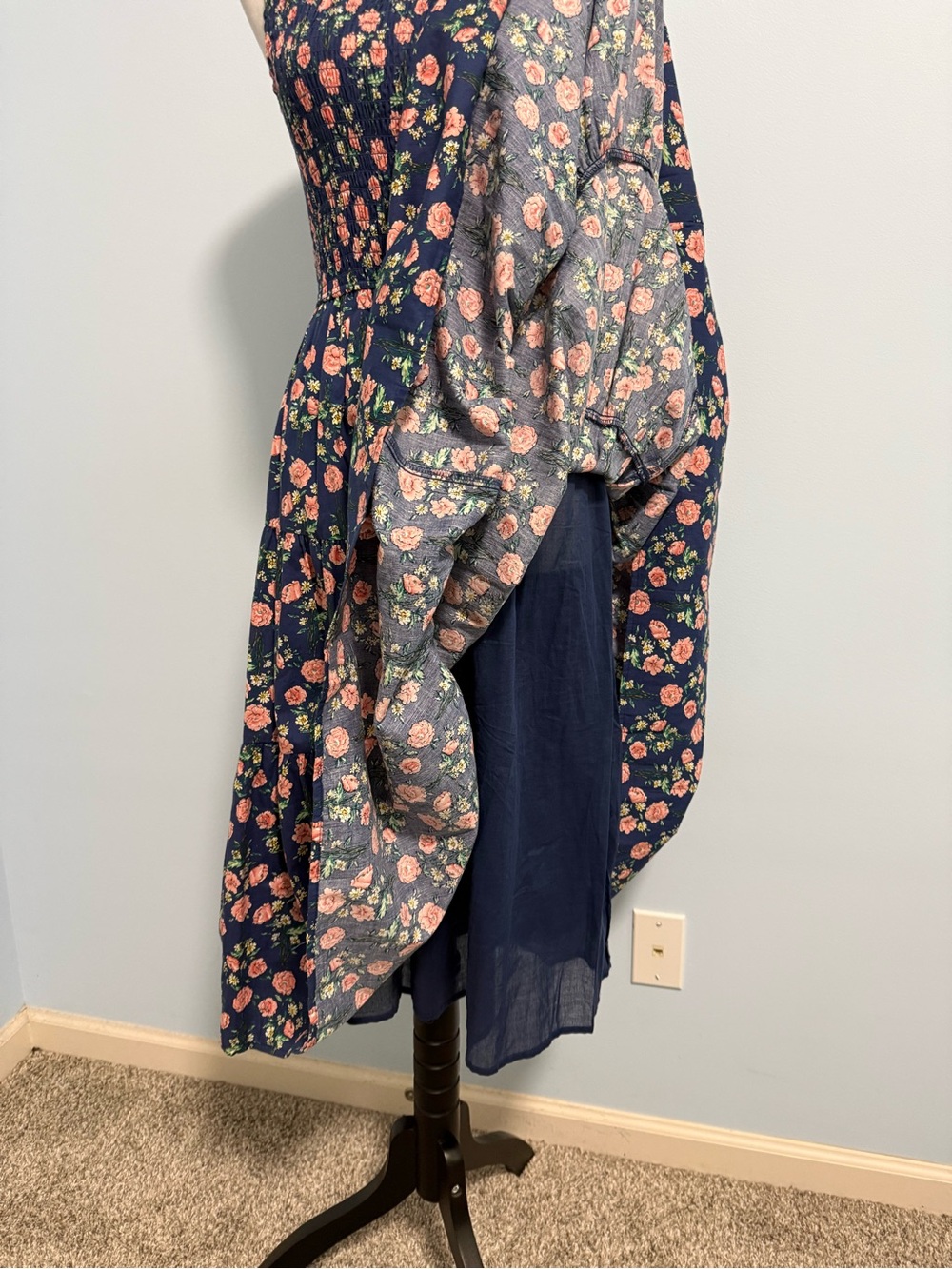 Lulus You Grow Girl Navy Floral Print One-Shoulder Midi Dress Size S - Picture 5 of 8